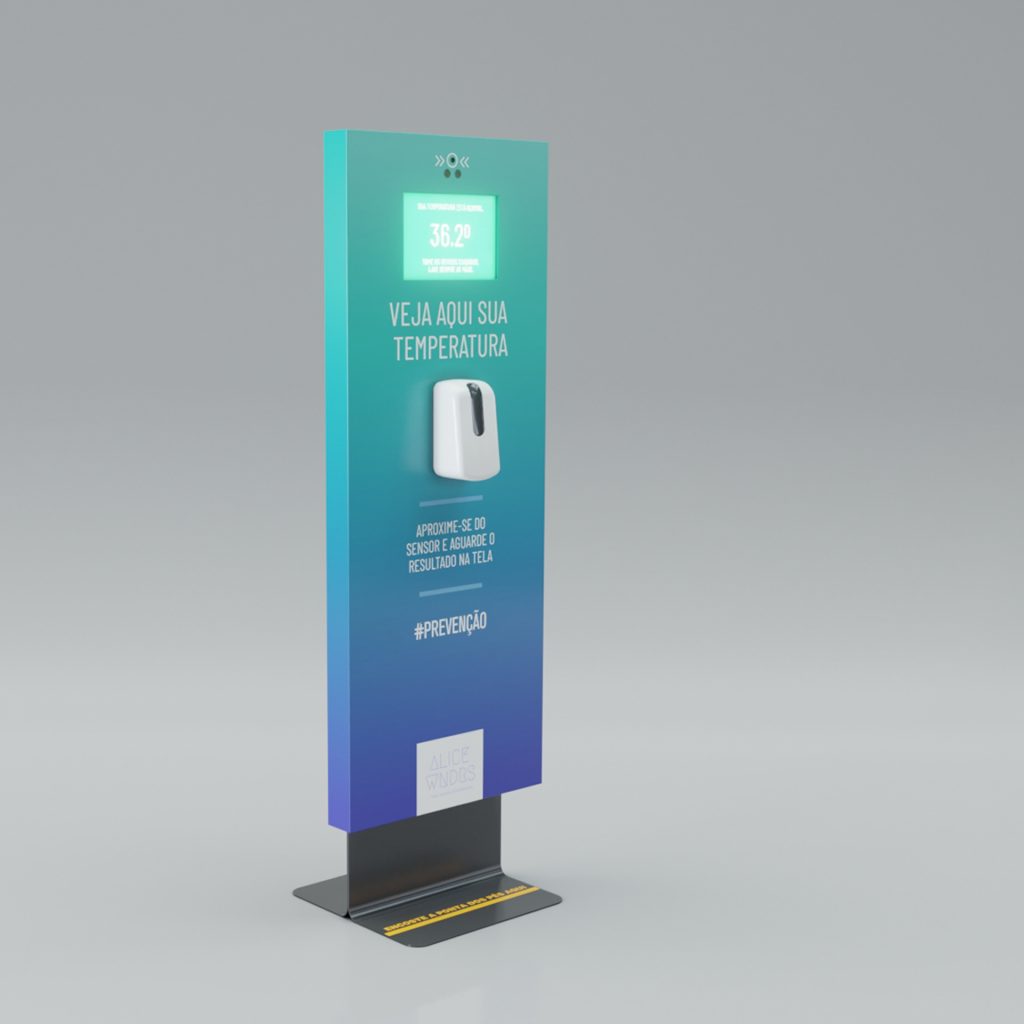 Totem Termômetro No Touch com álcool gel, por Alice Wonders