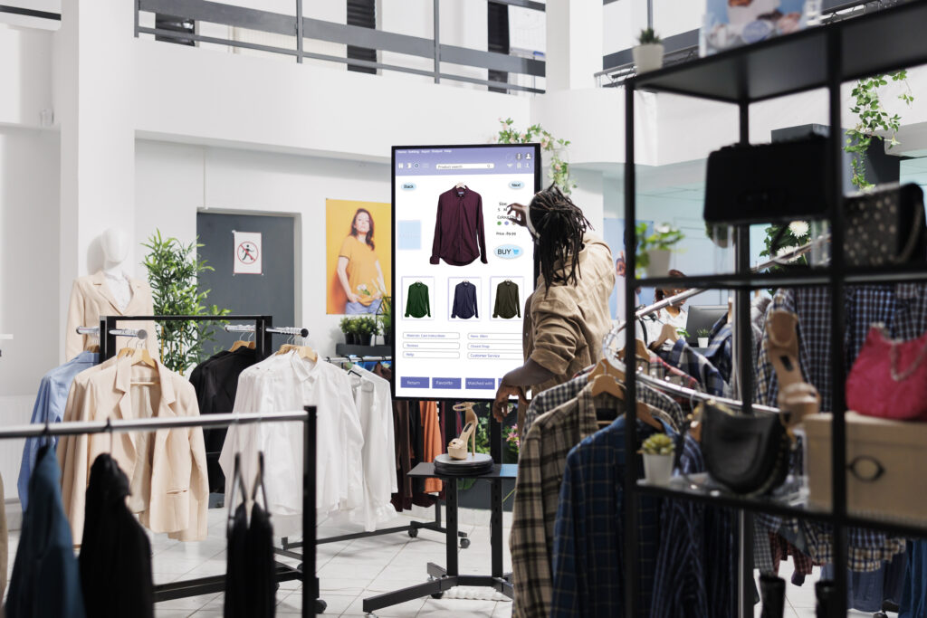 retail media in-store with interactive digital display in a physical fashion retail store