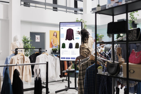 retail media in-store with interactive digital display in a physical fashion retail store