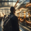 Consumer interacting with immersive digital technology in a connected retail environment, representing the future of customer journey and smart retail experiences.